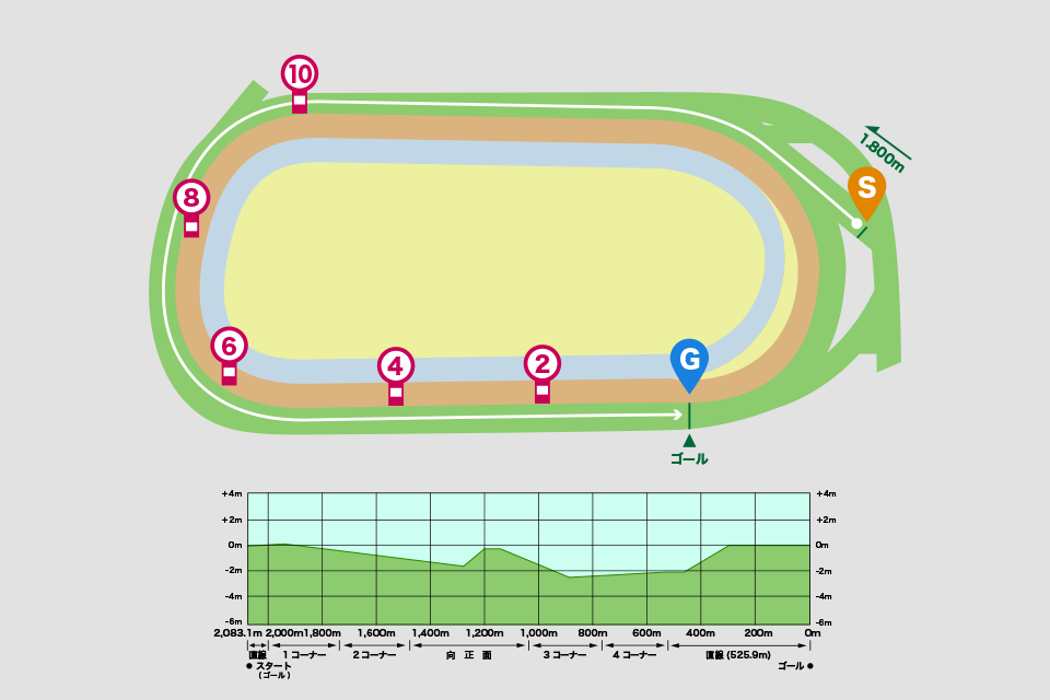 東京競馬場芝1800mコース図